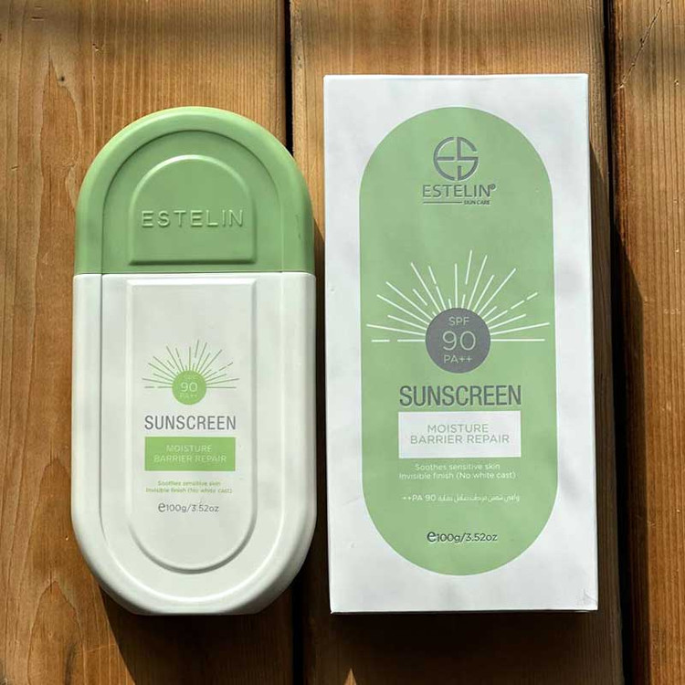 کرم ضد آفتاب بی رنگ ضدجوش و ترمیم کننده استیلن SPF 90 مدل سبز وزن 100 گرم